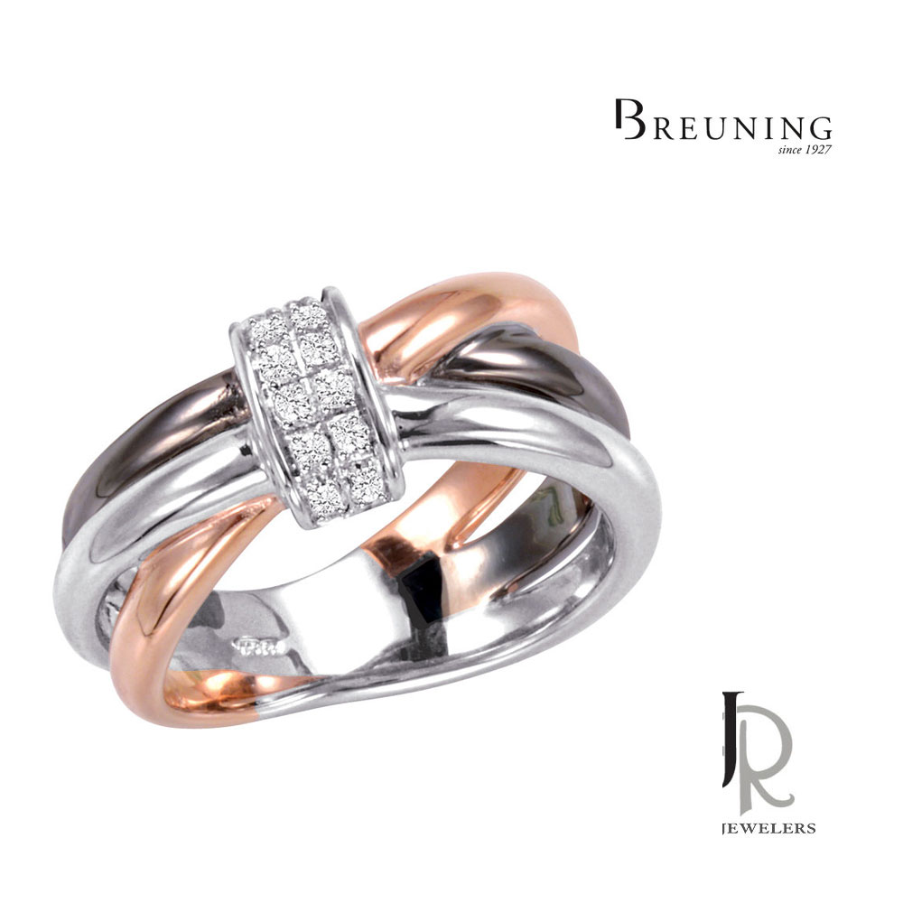 Breuning Silver Ring 42/85727 | Silver-Black-Rose Color | See JR Jewelers