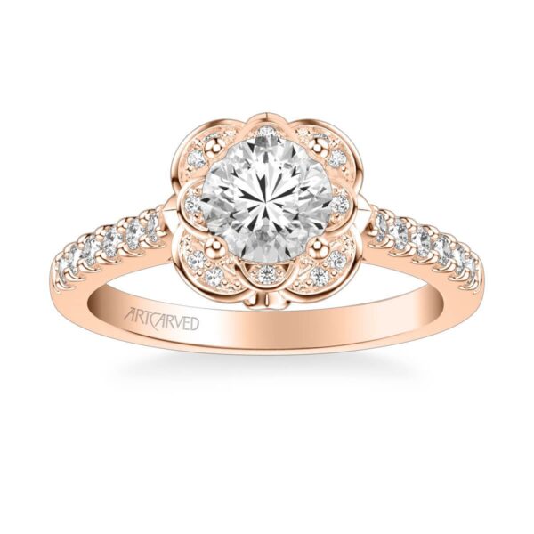 Skyler ArtCarved Floral Halo Diamond Engagement Ring 31-V342E