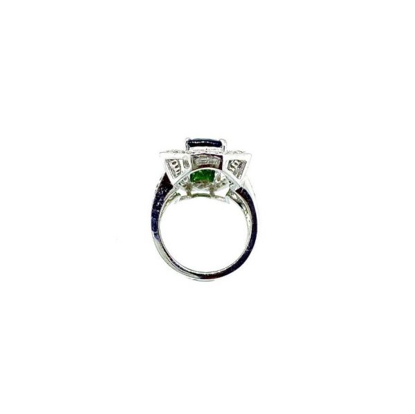 Vintage-Style Green Tourmaline & Diamond Ring
