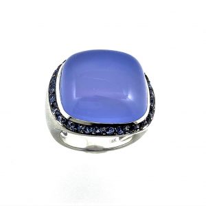 Blue Chalcedony & Sapphire Ring