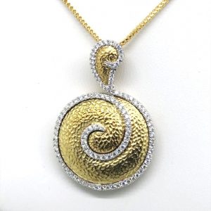 Hammered Diamond Spiral Necklace