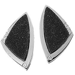 Drusy Onyx Diamond Earrings