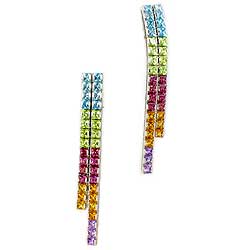 Staggered Rainbow Dangling Earrings