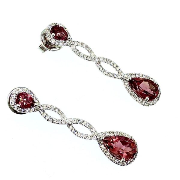 Pink Tourmaline & Diamond Earrings