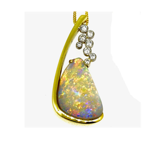 Free-Form Opal & Diamond Pendant